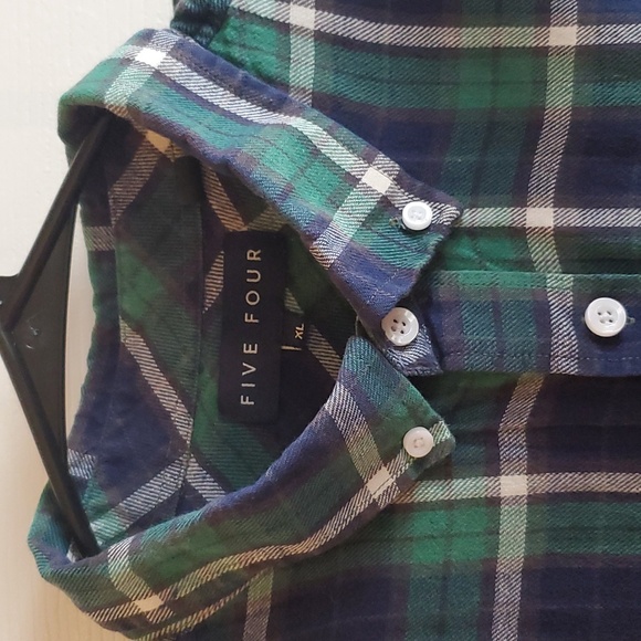 Five Four green/blue XL button down shirt linen/cotton - Picture 2 of 3